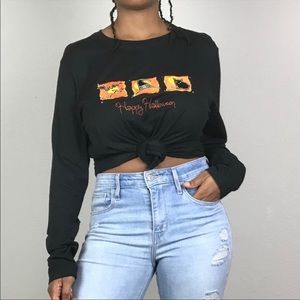 Happy Halloween black and orange long sleeve tee